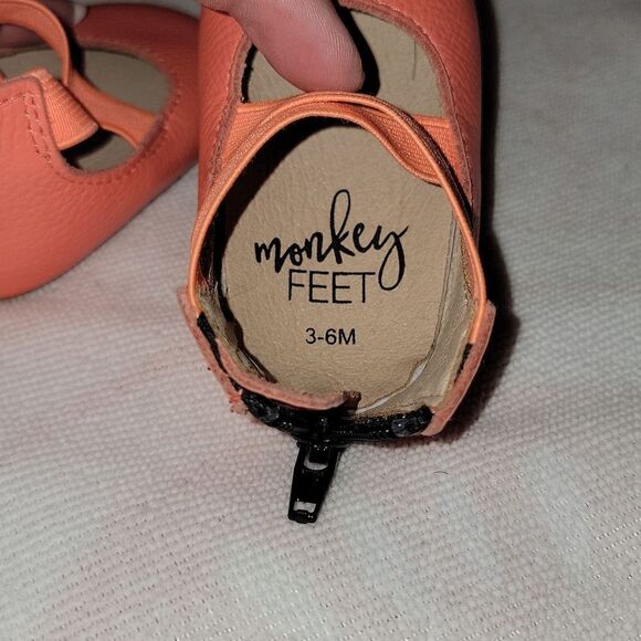 MONKEY FEET Baby Girl Soft Bottom Leather Mary Jane Zipper Moccasins 3-6 months - Picture 5 of 8